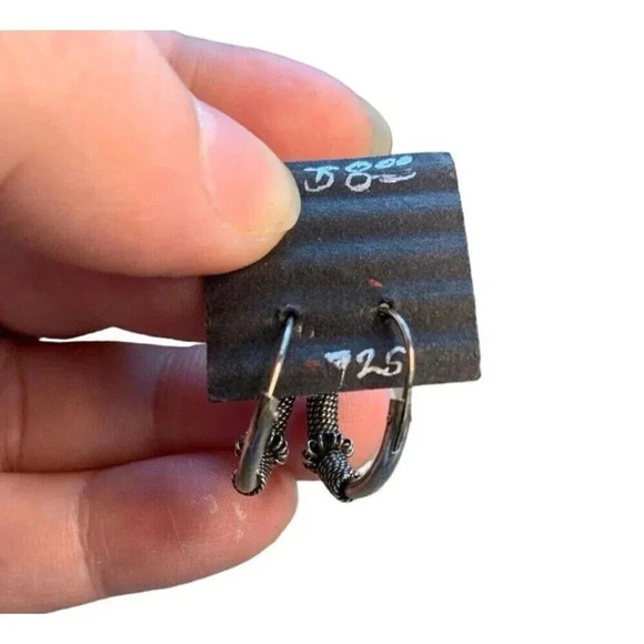 Huggie Hoop Earrings Small Sterling Silver 925 Hinged Twist Braided Wrapped - Picture 2 of 4